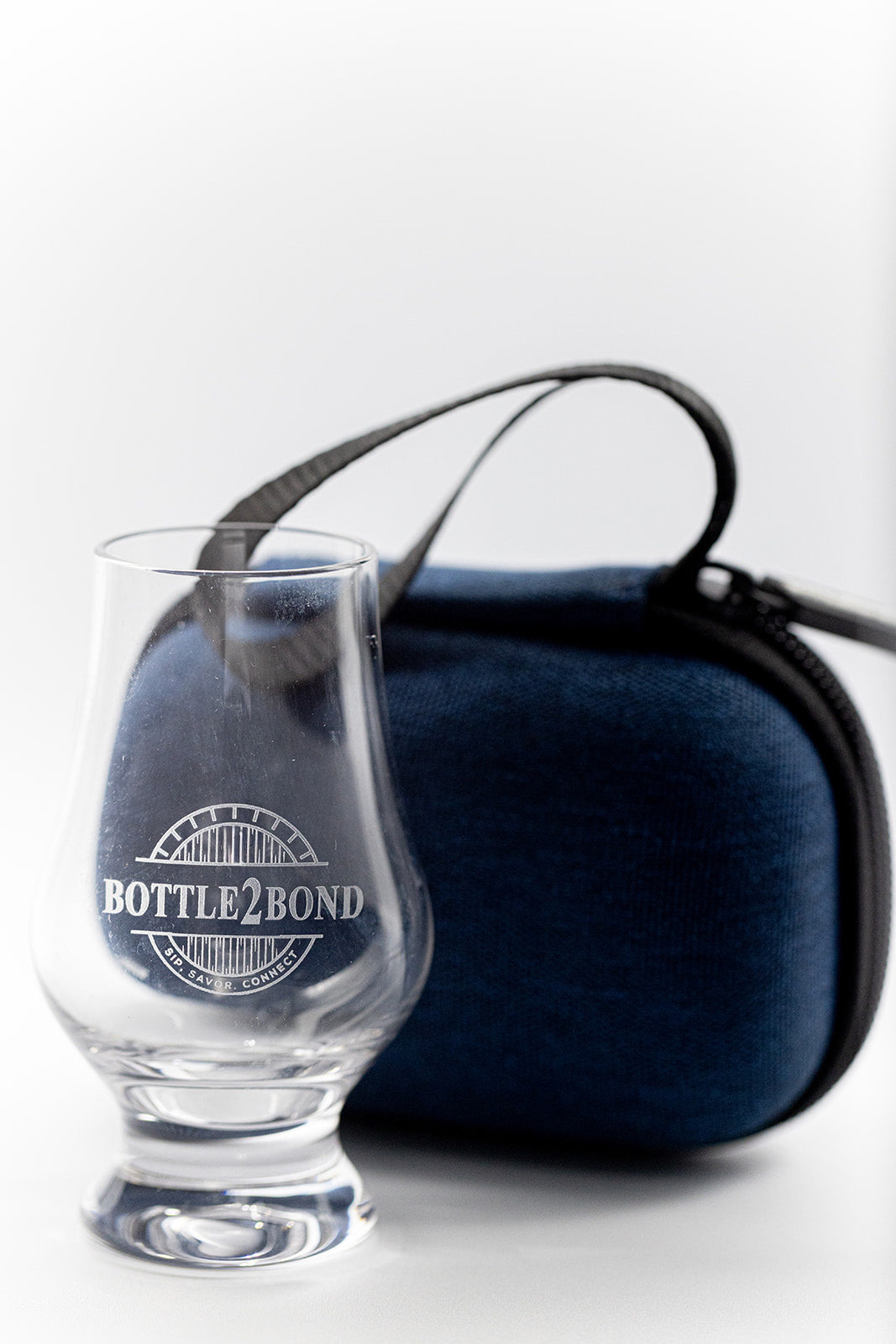 Bottle2Bond travel tasting glass and case